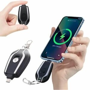 Keychain Portable Charger, Mini Power Emergency Pod Key Ring Cell Phone Charger, Ultra-compact External Fast Charging Power Bank I Phone/type C Battery
