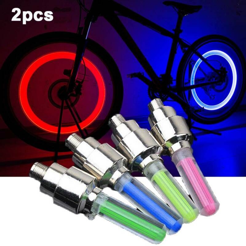 2Pcs Motion Activated Glow Bike Flashlight (Random Colour) Car Motorcycle Tire Valve Caps Wheel Light Amazing Fantastic Bicycle Accessory LEDs